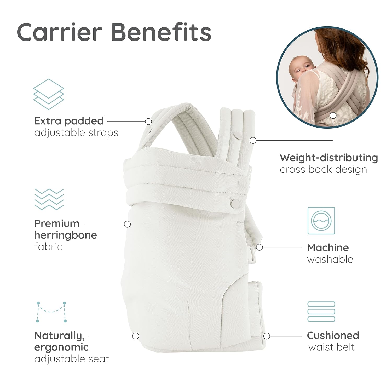 Infantino Honey Blossom Baby Carrier, Ergonomic Infant to Toddler Carrier, Hip Healthy “M” Position Support, Adjustable Sliding Seat, Padded Cross-Back Straps, 7-40 lbs, Vanilla Bloom