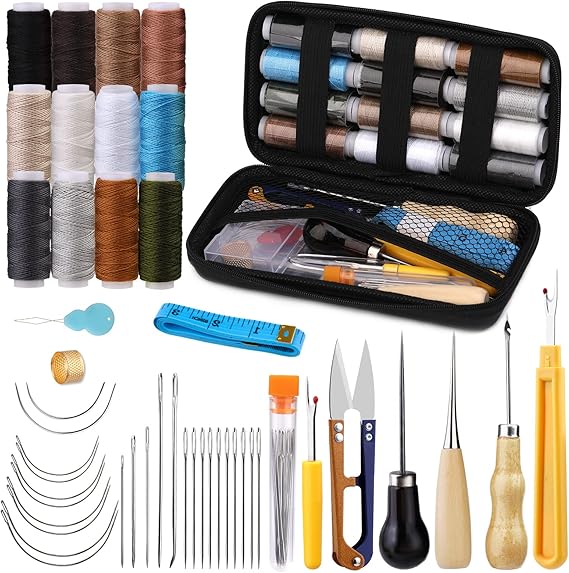 LUNARM Leather Sewing Kit, Upholstery Repair Sewing Kit 48 PCS Heavy