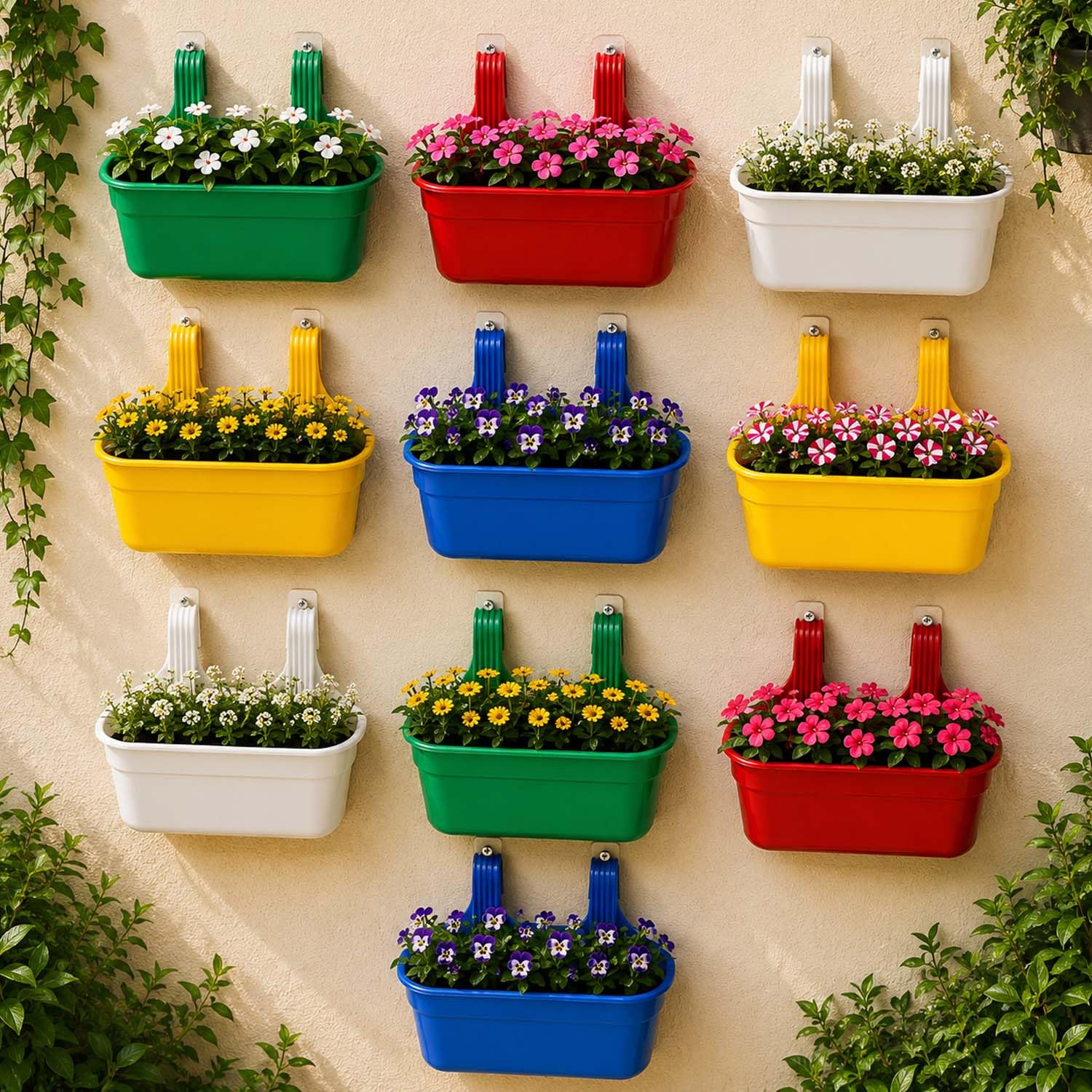 Go Hooked Railing Planters - 3 Hanging Flower Pots -32 Go Hooked Railing Planters - 3 Hanging Flower Pots -32