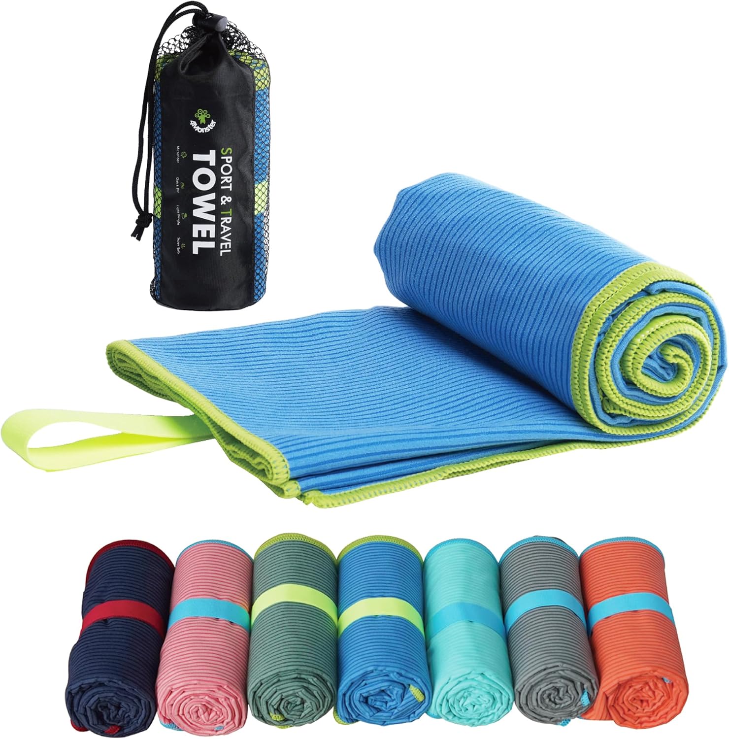4Monster Microfiber 2.0 Camping Towel - Ultra Soft Quick Dry Super Absorbent Lightweight Travel Towel for Hiking Beach Gym Yoga Medium Blue