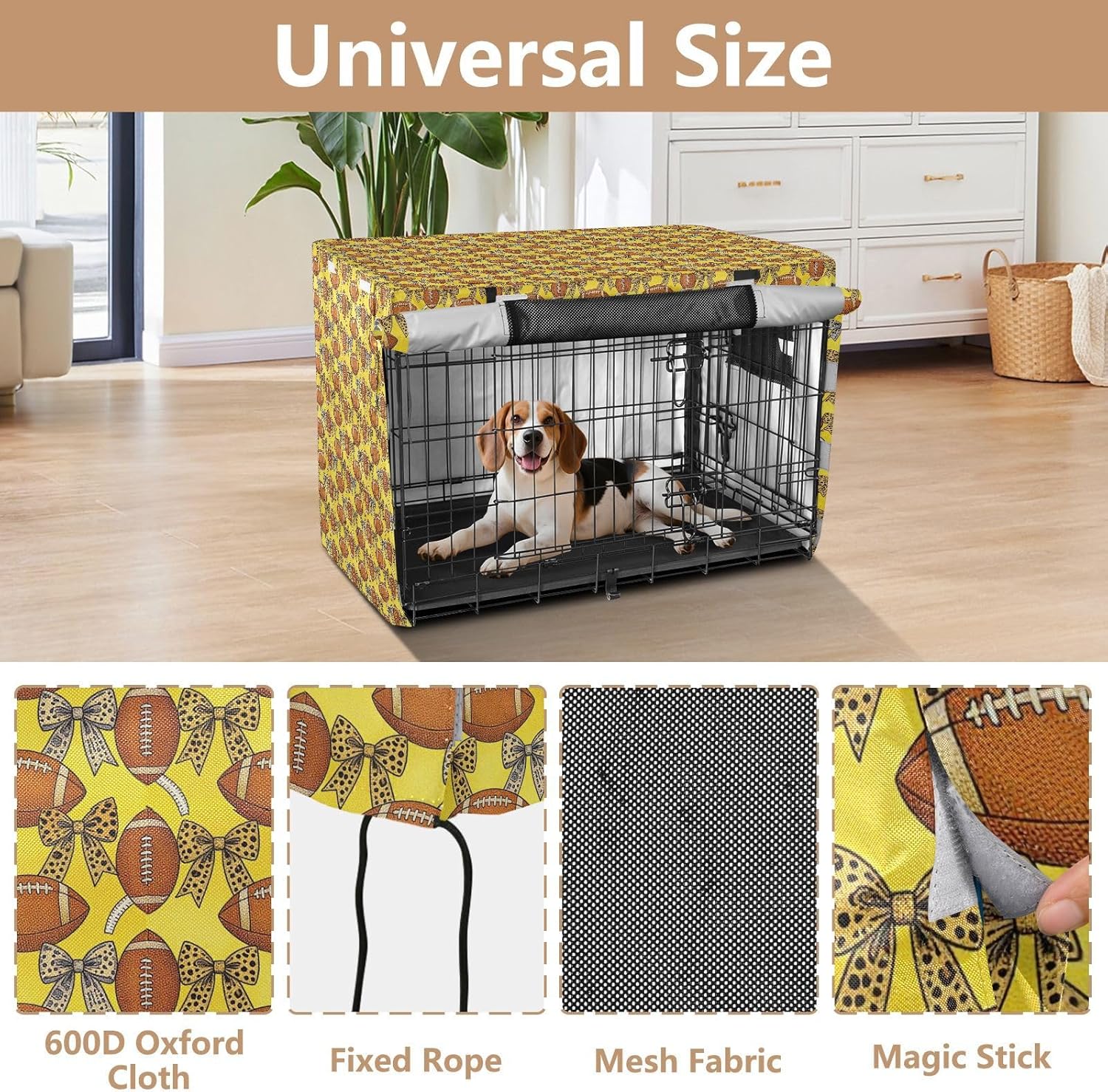 American Footballs Dog Cage Cover Pet Privacy Cover Dog Crate Protector 42 Inch