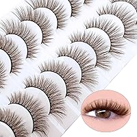 Vista 6 de Pestañas marrones de aspecto natural, pestañas marrones, 10 pares de pestañas postizas MUQIU37 de visón 3D, volumen dramático, pestañas cruzadas