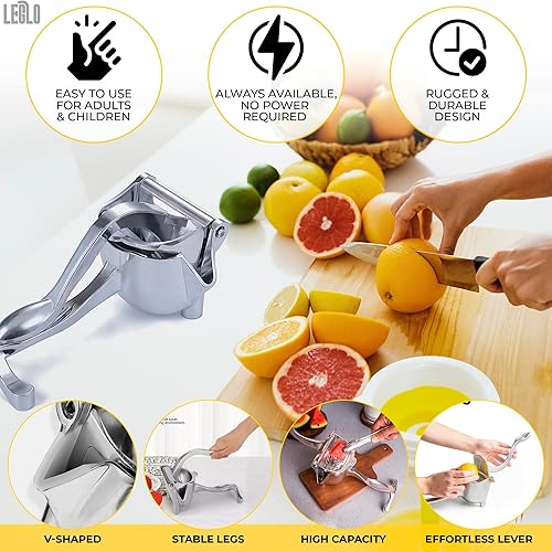 Miniatura 4 de Exprimidor de mano Exprimidor manual de aluminio para limón, naranja, lima, pomelo y granada Mango ergonómico duradero, diseño compacto fácil de
