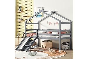 Bellemave Stylish and Safe Toddler Twin Size Loft Bed with Slide and Ladder