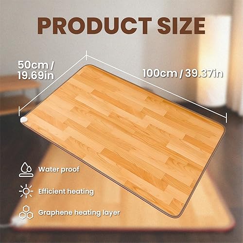 Miniatura 7 de Tapetes calefactables, alfombra calefactable, alfombra eléctrica con temperatura ajustable y temporizador de 12 horas, calentador de suelo radiante,