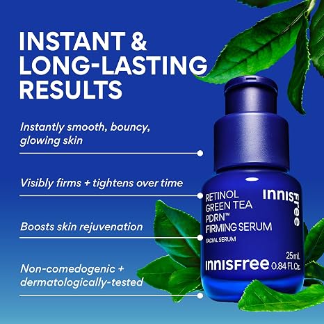 innisfree Green Tea PDRN Serum | Korean Skincare with Retinol & Hyaluronic Acid for Hydrating, AntiAging Care and Wrinkles | Suitable for AcneProne & Sensitive Skin | Available in Jumbo & Gift Set