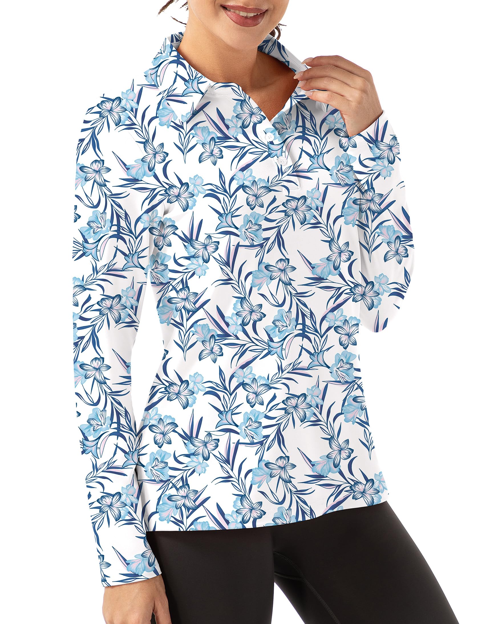 FKEEP Women Long Sleeve Polo Shirt Golf Sport Top Athletic Sportswear Tennis Activewear