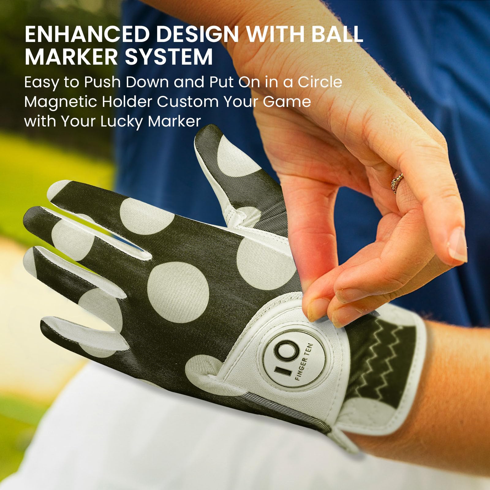 Golf Gloves Ladies Left Hand Right Cabretta Leather with Ball Marker Full Finger/Nail Colors Value Pack - Image 4