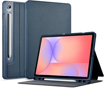 CoBak Case for Samsung Galaxy Tab S10 Lite / S10 FE / S9 FE 10.9 Inch, Protective Smart Auto Wake/Sleep Cover with Anti-Slip Multi-Angle Stand and S Pen Holder, Dark Blue