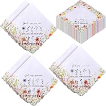 SmoothNovelty 24 Pcs Christian Handkerchiefs Ladies Inspirational Spiritual Bible Verse Hankies for Women Religious Mothers Day Gifts Bulk(Floral)