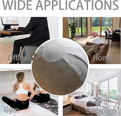 Miniatura 30 de Cubierta de bola sentada, adaptador de clavija de tapón de aire, 25.6 pulgadas y 29.5 in, bola de parto, cubierta de bola de ejercicio para bola de