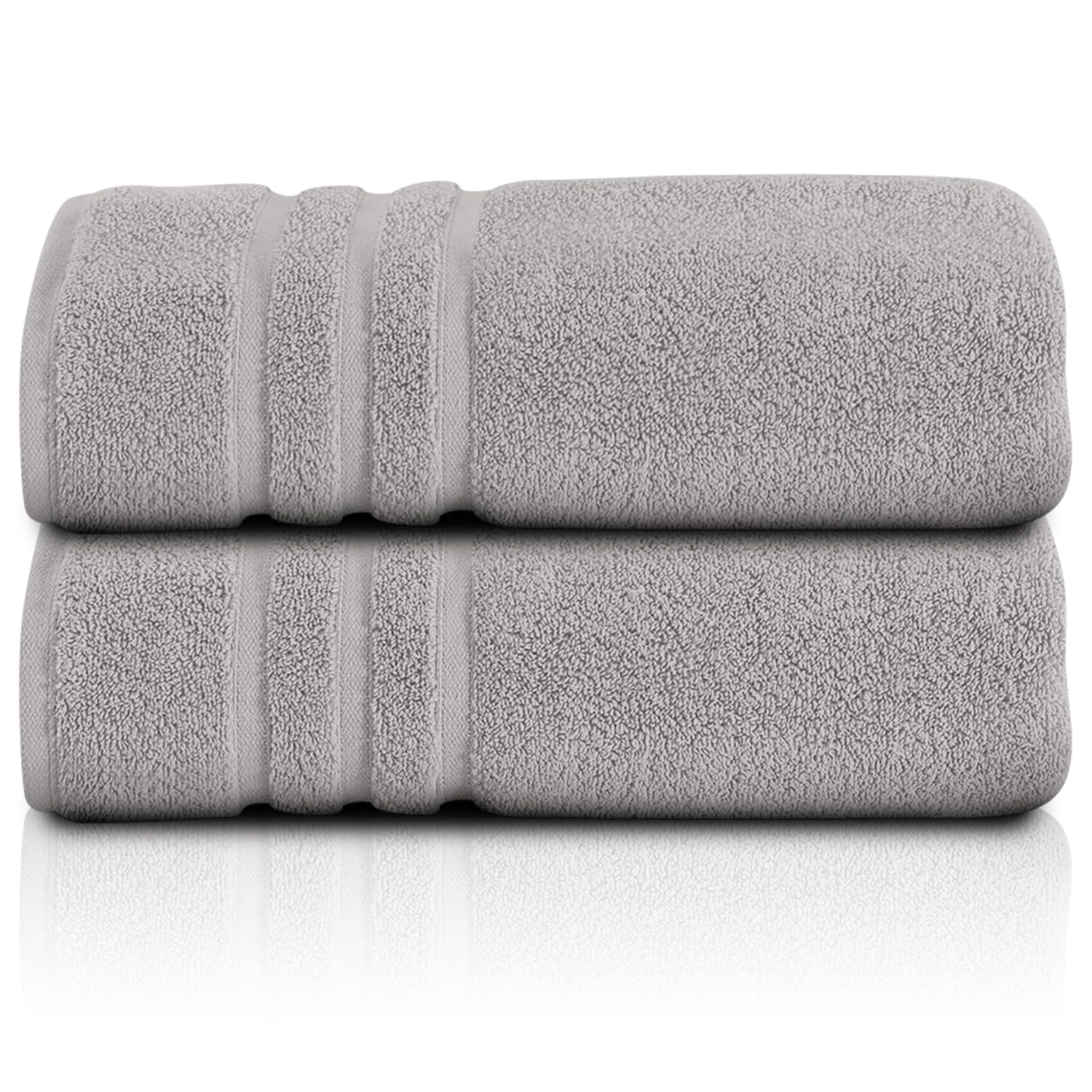 GC GAVENO CAVAILIA Large Bath Sheet (100x180 Cm) - 100% Egyptian Cotton Extra Large Towels Jumbo Bath Sheet - 2 Pack Highly Absorbent Towel Set - Hotel Quality Big Towels, Silver