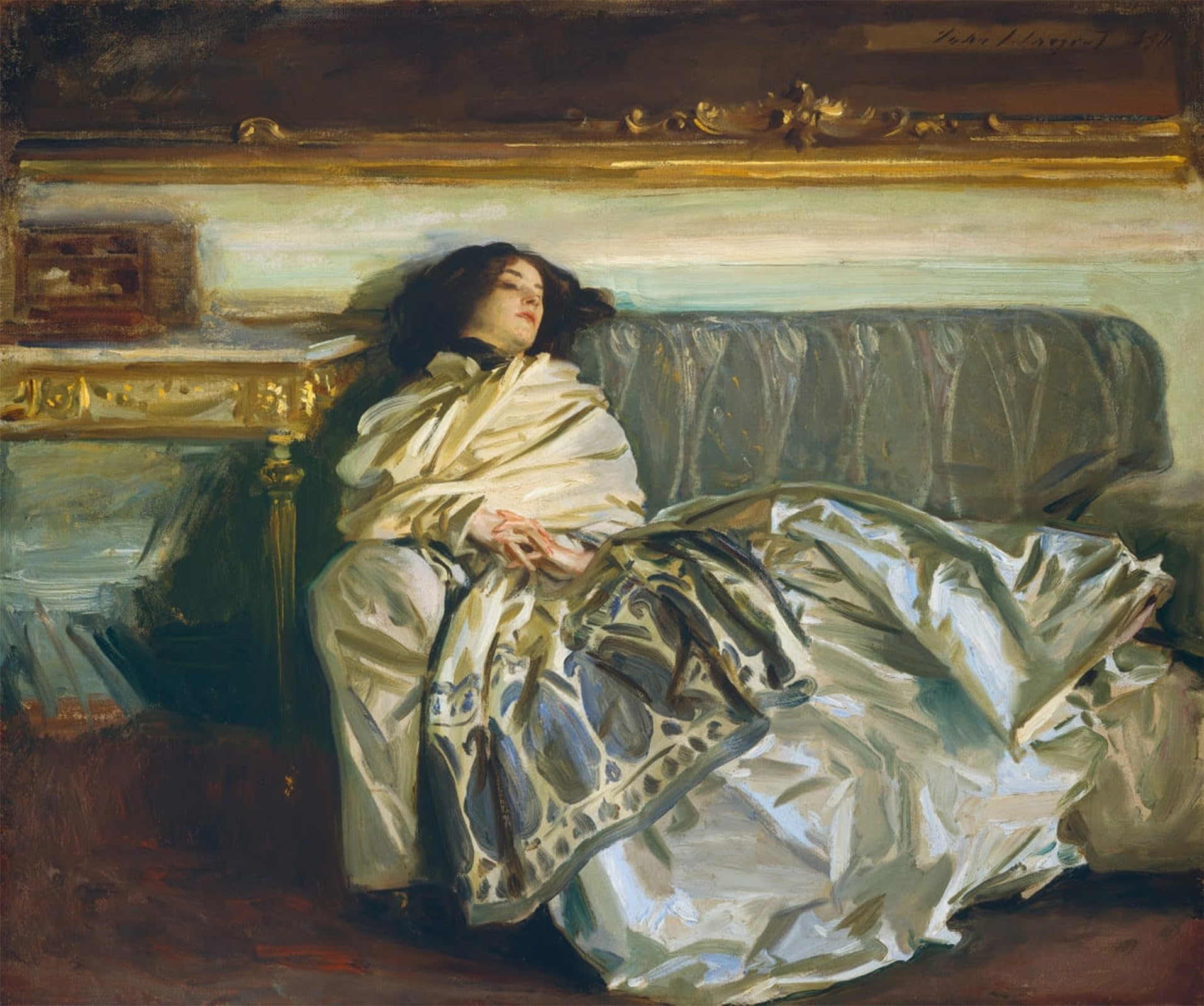 ARTXLXXBN Famous Print Painting Colorful Art Print Nonchaloir by John Singer Sargent Canvas Art Decorations for Home Decor 60x90cm