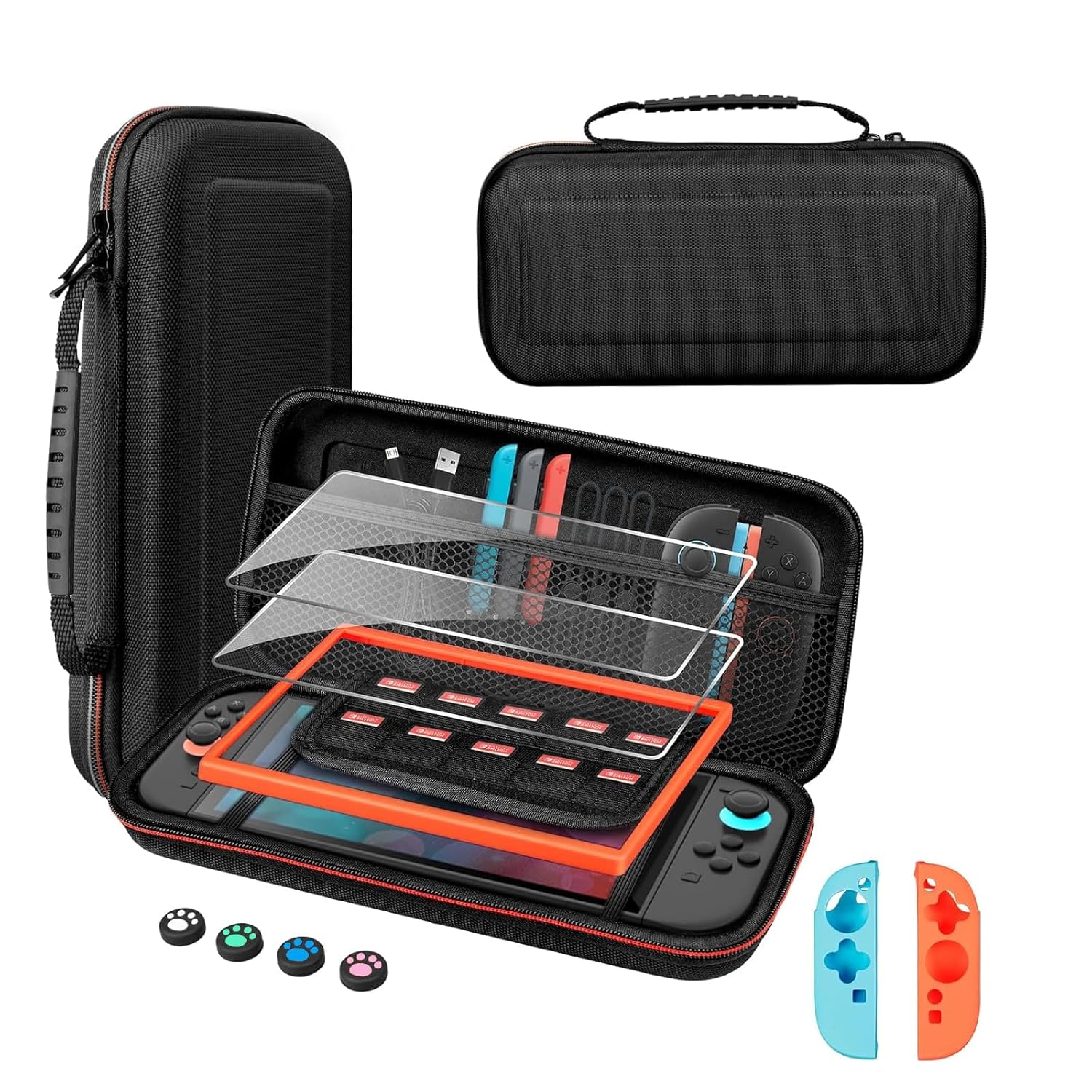 Carrying Case for Nintendo Switch 2 (2025),Dockteck 4 in 1 Accessories with 2 Screen Protectors, Large Capacity Hard Shell Portable Travel Case for Switch 2 Accessories and 10 Game Card Slots, Black