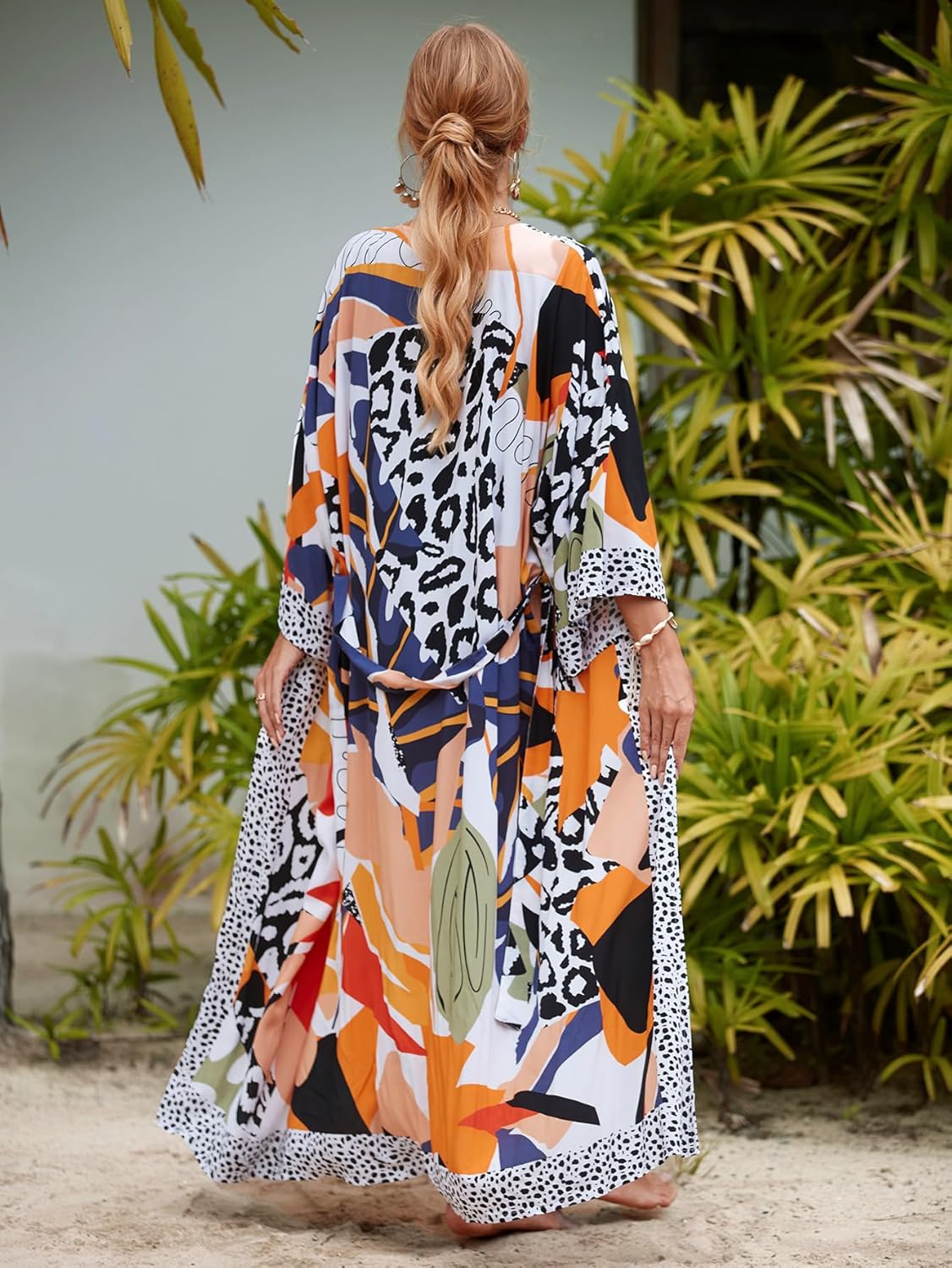 Women’s Kimono Cover Up Long Beach Dress Swimsuit Cover Ups Colorful Cardigan Lightweight Robe for Swimwear