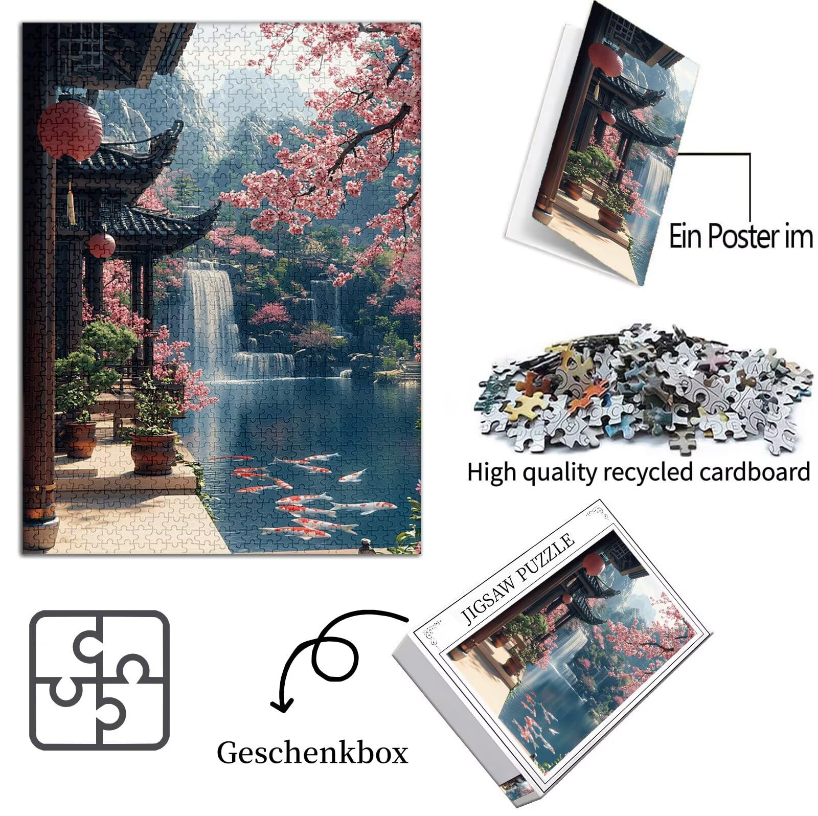 Japan Puzzle 2000 Teile Erwachsene, Groß Puzzle Landschaft Poster Design, Holz Jigsaw Kreativ Set für Erwachsene Teile mit Geschenkbox for Wanddeko Wohnzimmer, Geschenke für Männer, 100x70cm, Model830
