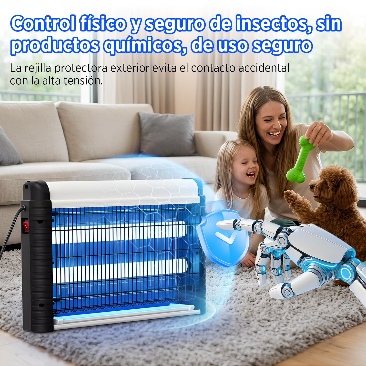Mata Insectos Eléctrico 35W – Lámpara UV Antimosquitos 4000V para Interior y Exterior, Trampa Colgante Sin Químicos, Mosquitos, Moscas y Polillas, 80 m²