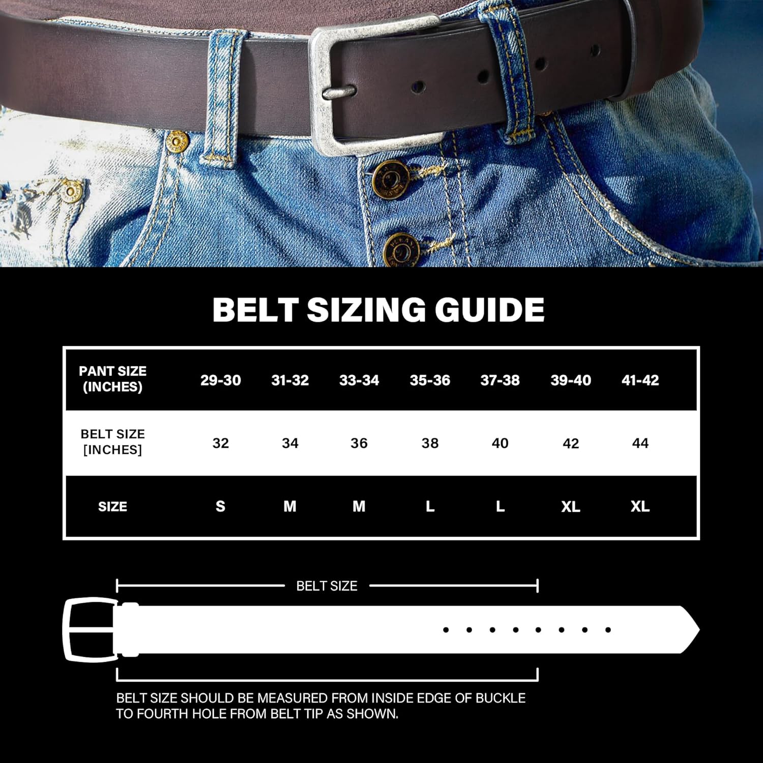 Wrangler Men's Genuine Leather Belt with Removable Buckle, 38mm Casual Belt for Jeans, Gift for Men - Image 5