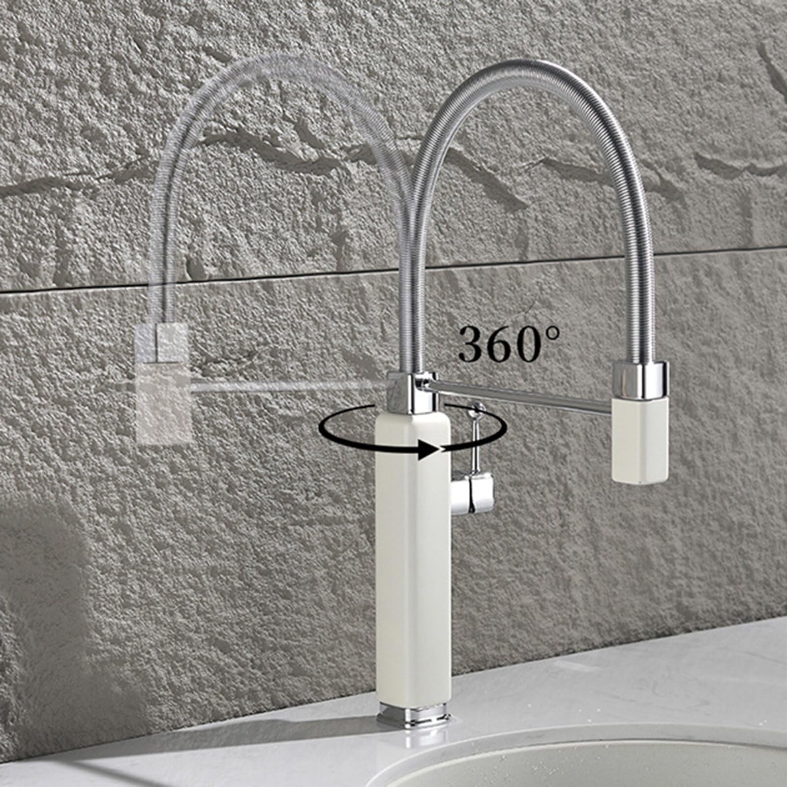 Grifo Cocina Extraible Monomando Grifo Manguera con Resorte Giratorio de 360° Grifos Lavabo de 2 Modos Manija Única Agua Caliente y Fría,Azul
