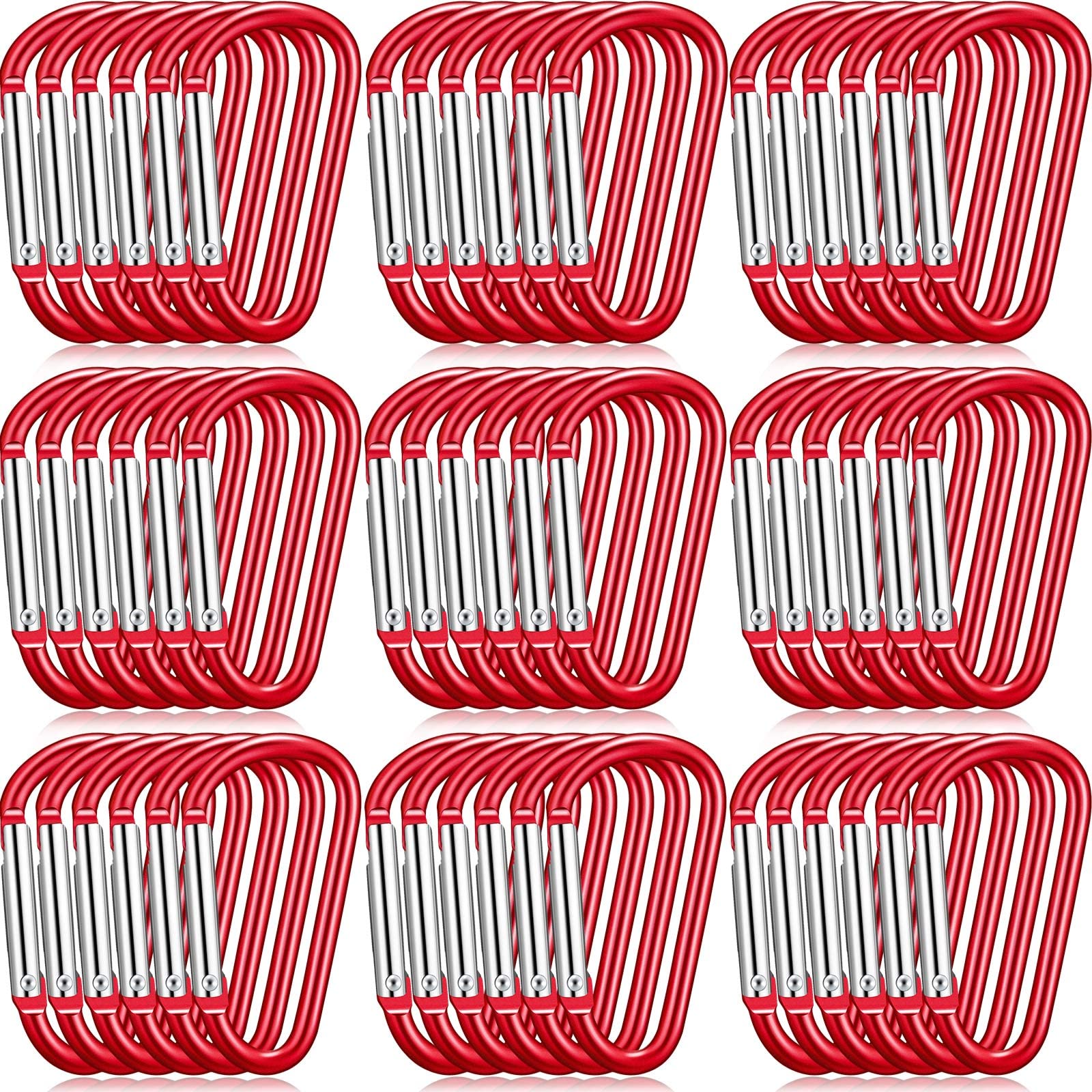 Shimeyao 180 Pcs 1.8" Small Aluminum Clip Keychain Buckle Clip Bulk Mini Aluminum D Ring Shape Small Lock Spring Snap Hook