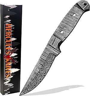 Hercules Knives Custom Hand Forged Damascus Steel Blank Blade Hunting Knife Damascus Blade Billet Handmade Knife Making Supply (DAMASCUS BOLSTER)