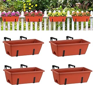 Top 10 best Long Rectangular Balcony Pots For Railing to buy 3 smusei Window Boxes Planters 17’’ Railing Planter ...