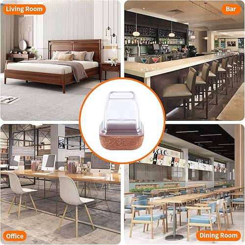 Vista 34 de Ezprotekt 24 protectores cuadrados de suelo para patas de silla con fieltro, fieltro de silicona F para suelos de madera dura, tapas de patas