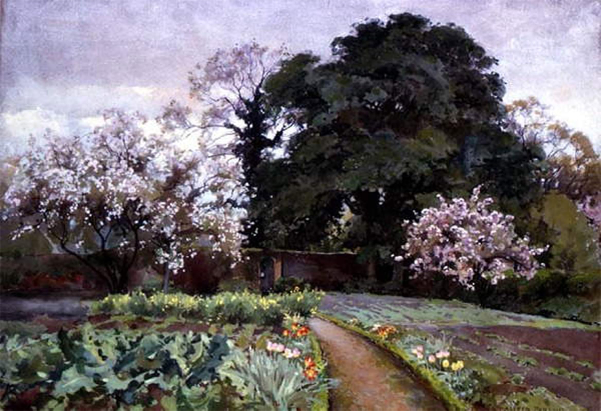 POSTERIIk Vintage Art Print Images Pictures Print a Kitchen Garden Frome Somerset by Alfred Parsons Modern Colour Posters for Office Home Decor 60x90cm