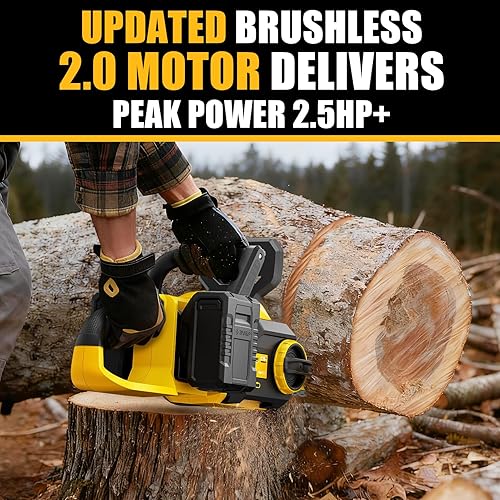 Miniatura 5 de Pyrcruax 40V (20V*2) 16" Motosierra inalámbrica sin cepillo, motosierra eléctrica totalmente compatible con DeWalt 20V MAX, auto-engrase, tensado