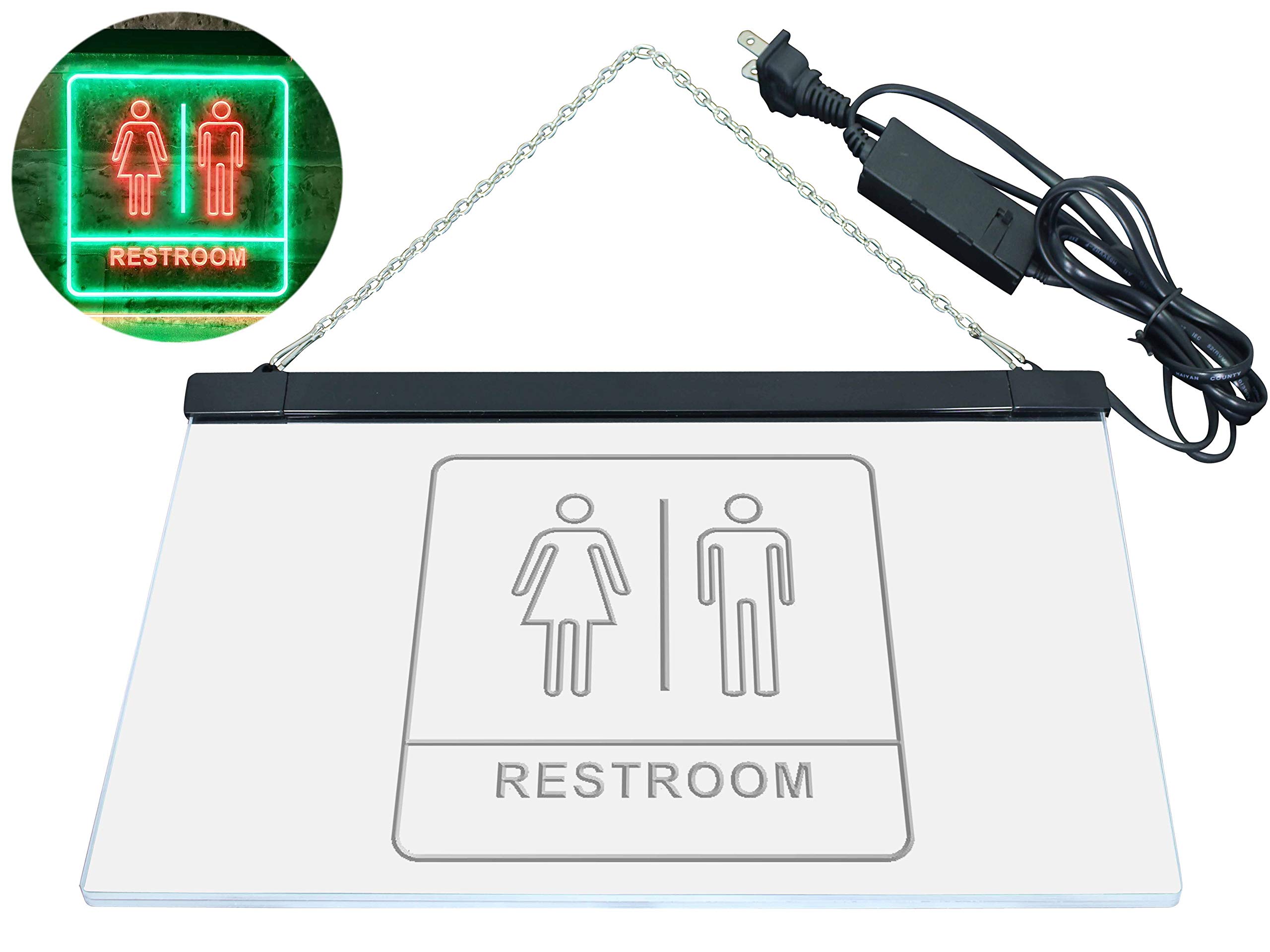 ADVPRO Men Women Toilet Restroom WC Dual Color LED Enseigne Lumineuse Neon Sign Vert et Rouge 600 x 400mm st6s64-i1029-gr