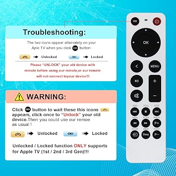 Repalcement for Apple TV Remote (NO Siri and Voice) | Universal Remote Control for Apple TV 4K/ Gen 1 2 3 4/ HD
