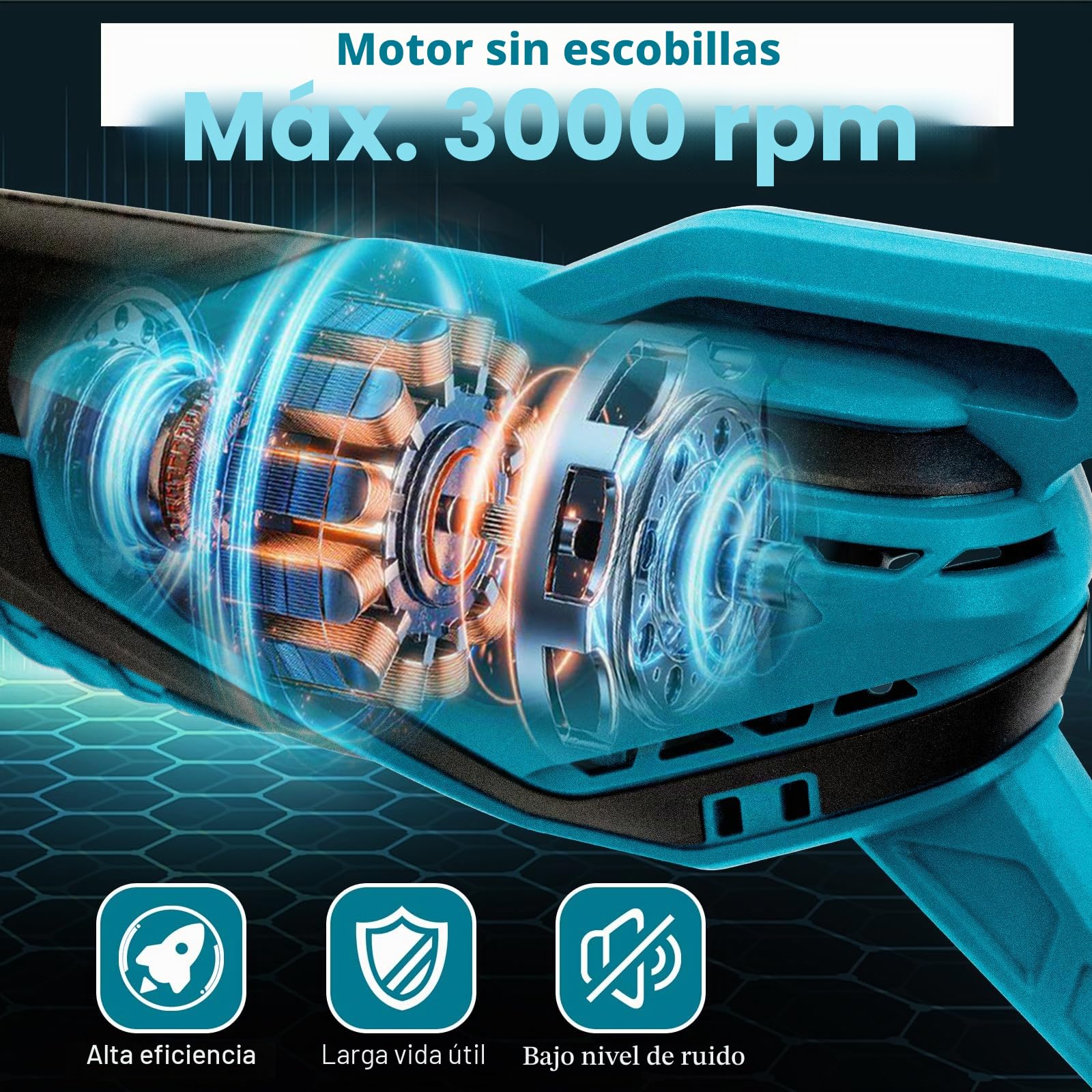 Sierra Sable Inalámbrica Compatible con Makita 18V | para Cortar Madera y Metal con 4 Hojas de Sierra Alternativa, Gafas de Seguridad y Guantes (Sin Batería/Sin Cargador)