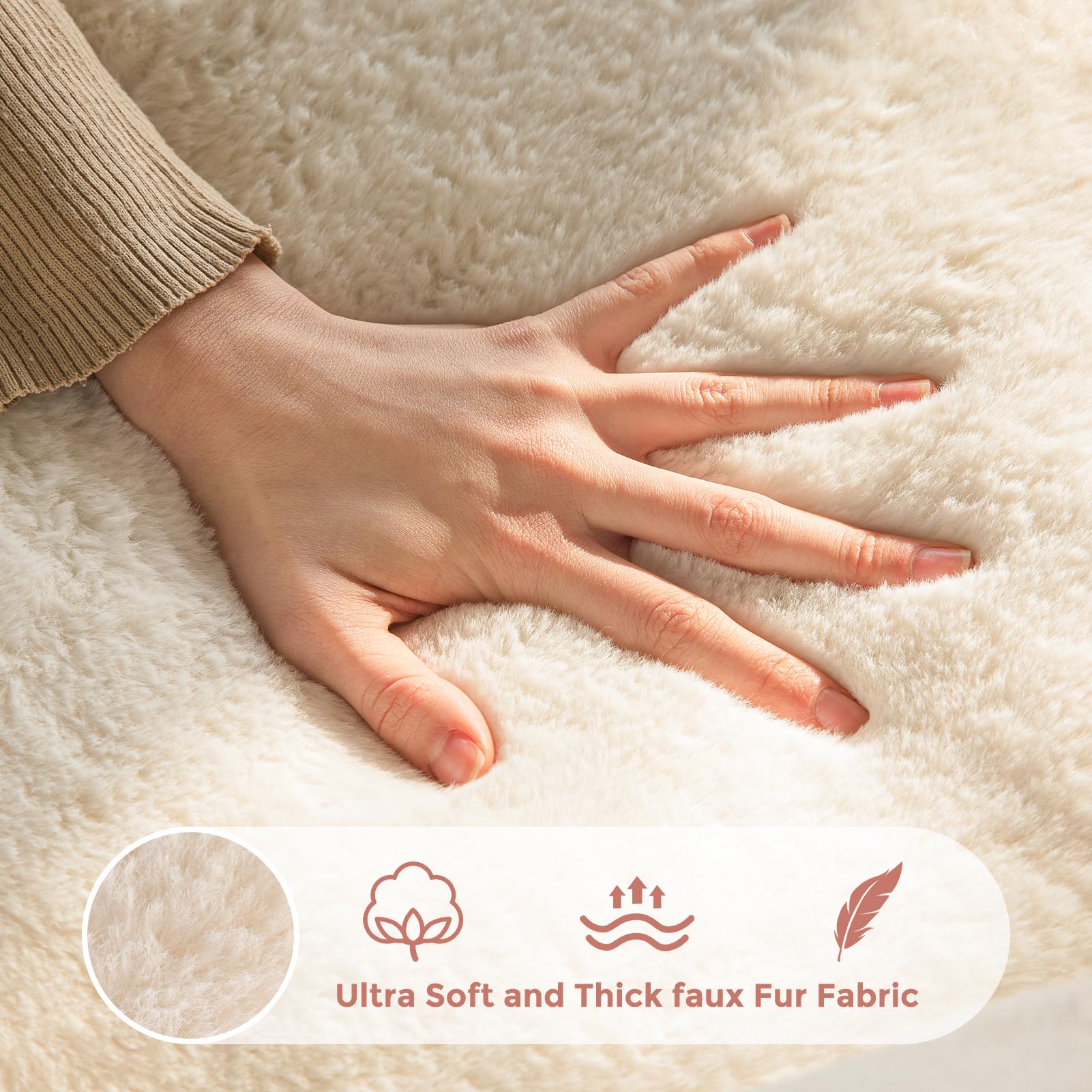 MAXYOYO Pouf Salon & Chambre, Floral Forme Bean Bag 2 Places avec Remplissage à Mémoire de Forme, Fausse Fourrure Douce, Taille Géante Fauteuil Pouf Poire | Pouf poire en forme de fleur avec rembourrage en fausse fourrure douce pour salon, chambre à couch