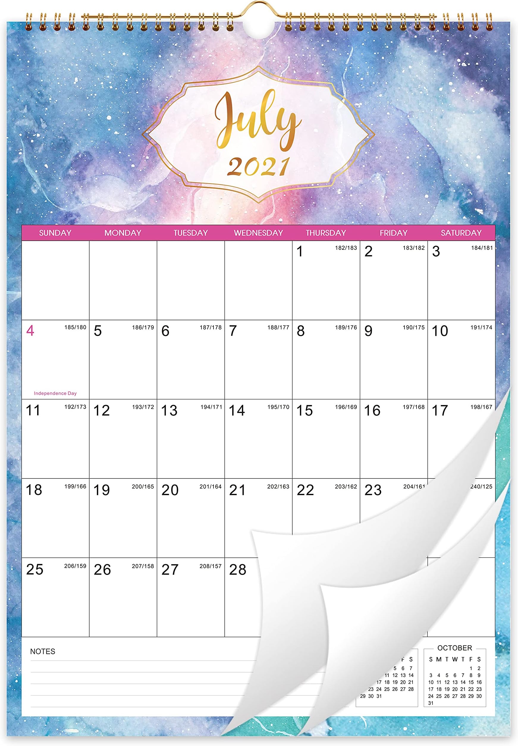 2021-2022 Wall Calendar - Yearly Wall Calendar 2021-2022, Desk/Wall Monthly Calendar Pad, 12" x 17", July 2021 - December 2022, Ruled Blocks, Quicksand