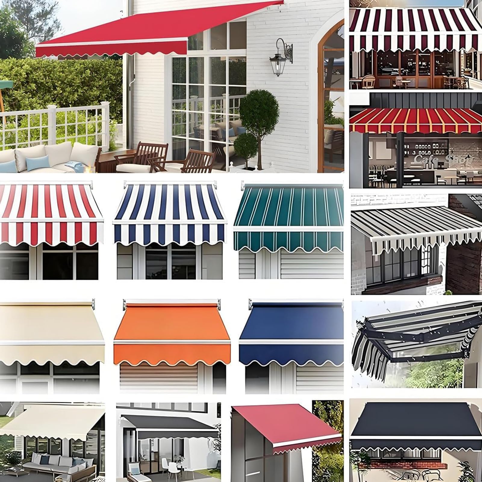 Generico Telo Di Ricambio per Tenda Da Sole 4x3 M, 3x2 M, 5x3 M, Copertura Protettiva in Poliestere Idrorepellente Con Mantovana per Tende a Bracci Estensibili Patio/Balcone