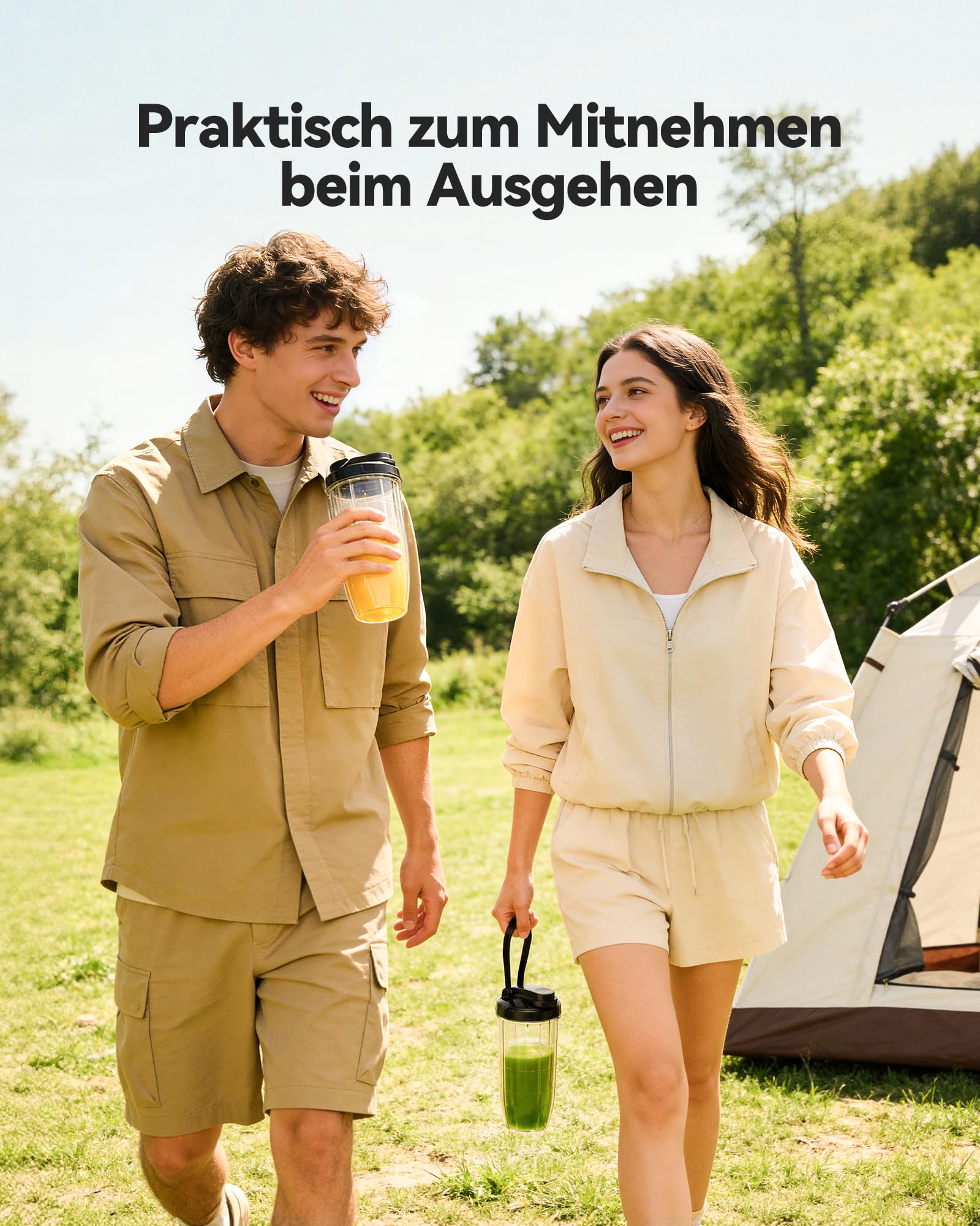 TECKNET 1000W Smoothie Maker, Standmixer mit 2 BPA-freie 600ml Tragbare Becher, Klein mit Kreuzklingen aus Edelstahl 304, Leicht zu Reinigen, Blender Elektrisch für Shake, Smoothie & Babynahrung