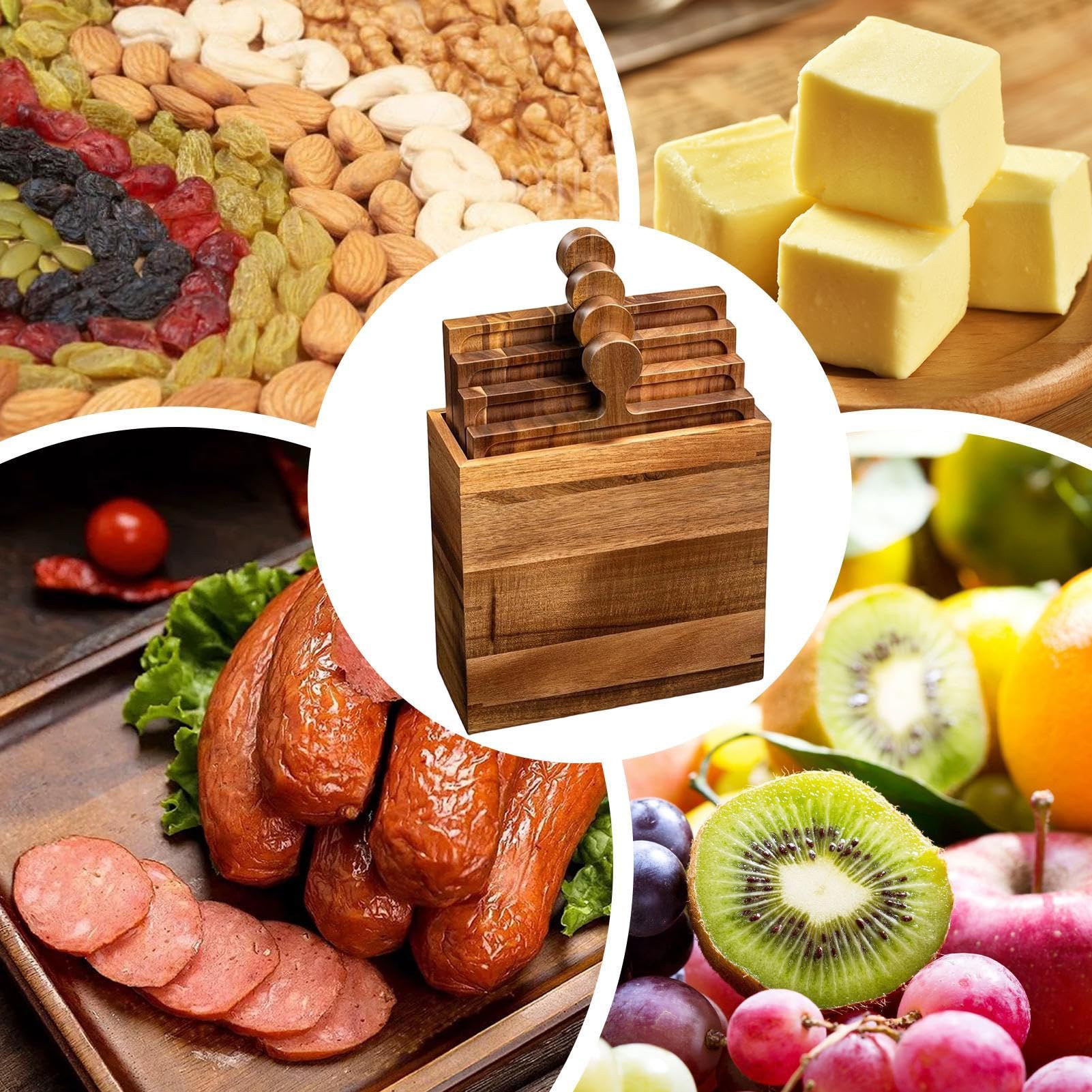 Tavole Per Salumi 4 Pezzi Vassoio di Servizio a Incastro | Vassoio Da Salumi A Forma Di Puzzle Per Cucina Festa Matrimonio Vacanza Antipasto Cibo Famiglia Padrona Di Casa