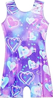 Domusgo Collant infantil de ginástica de manga comprida, collant de dança brilhante para bebês meninas crianças adolescentes 2-14 anos