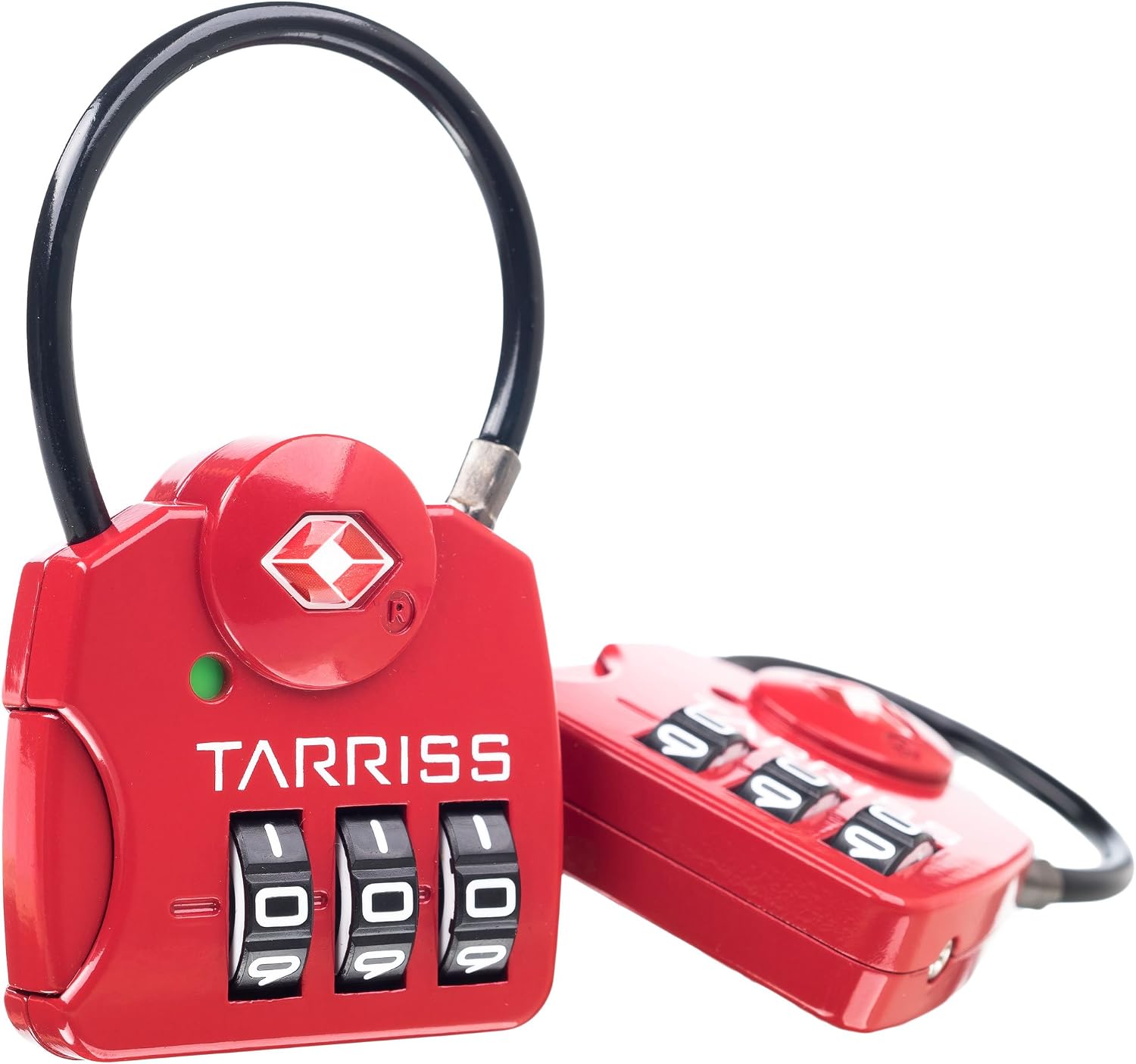 Tarriss TSA Luggage Lock with SearchAlert Indicator | Extra Large Numbers | Resettable Combination | Total Luggage Security | 2 Pack (Red)