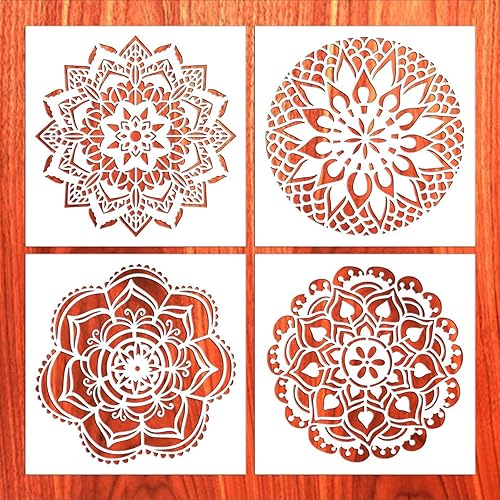 4 Pcs Large Pattern Mandala Stencils Reusable Mandala Dot Painting