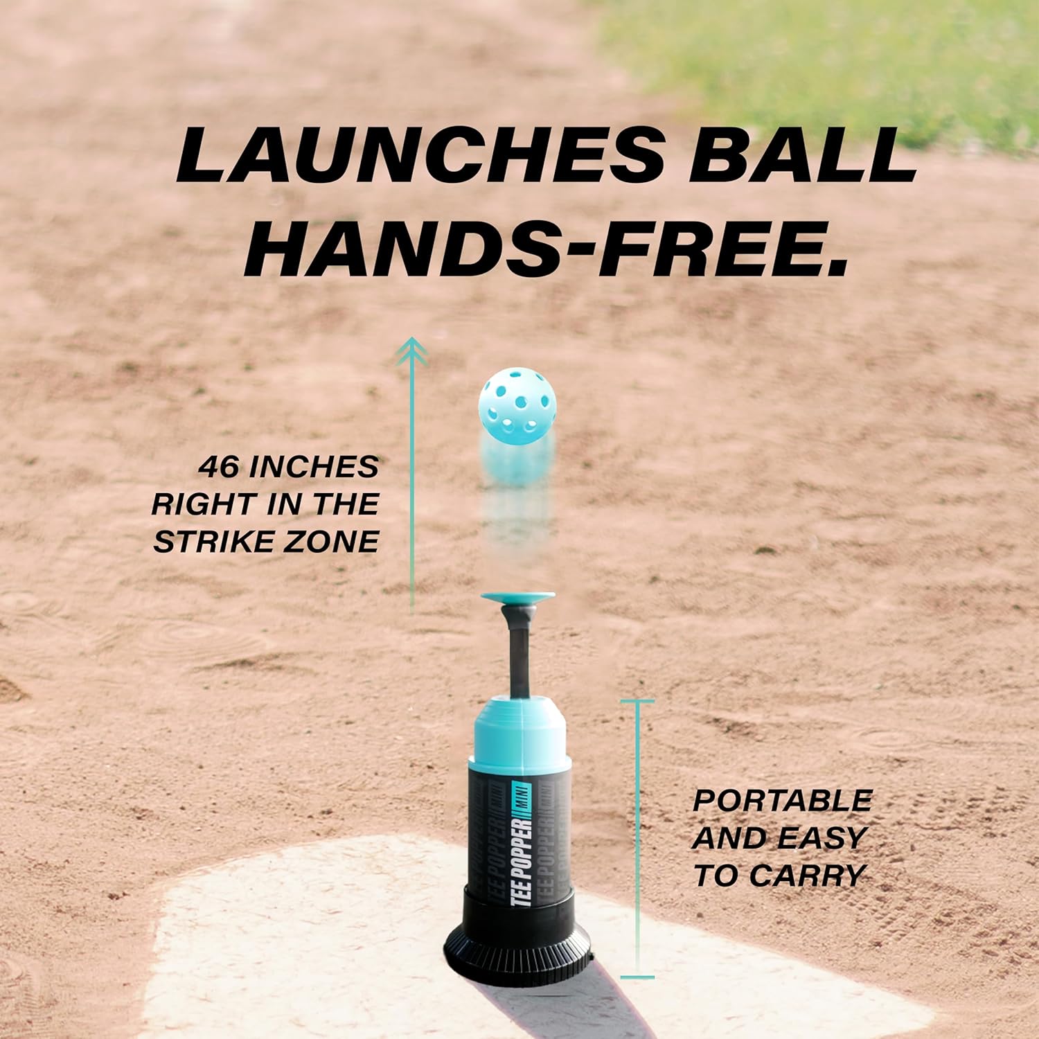 Bandit Sports Baseball Training Mini Tee Popper Bundle, Hitting Tee for Perfect Swings, Batting Equiptment for Practicing Hitting Without a Pitcher (12 Popper Balls Included)