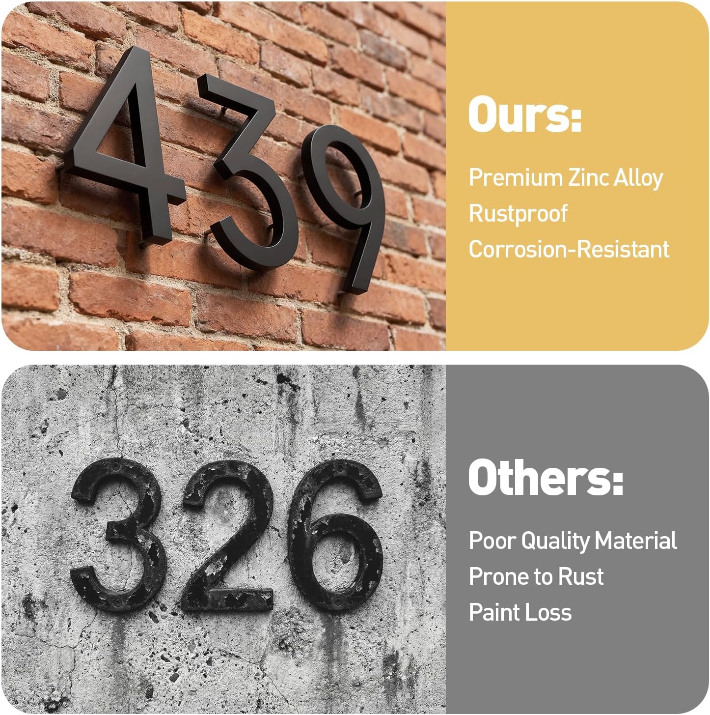 7 Inch Black House Numbers for Outside,Metal House Numbers Address Numbers for House Floating Flush Mount Aluminum