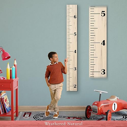 Back40Life Tabla de crecimiento de madera para niños y niñas (El establecimiento) - Weathered Natural