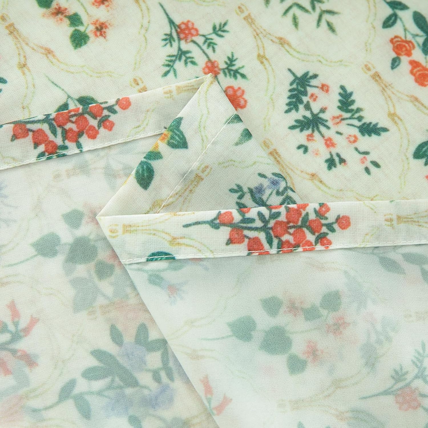 Leeva Floral French Door Curtains, Semi Sheer Privacy Window Panels, Decorative Farmhouse Style Curtains for Front or Back Door, 25" W x 72" L, 1 Panel, Rod Pocket