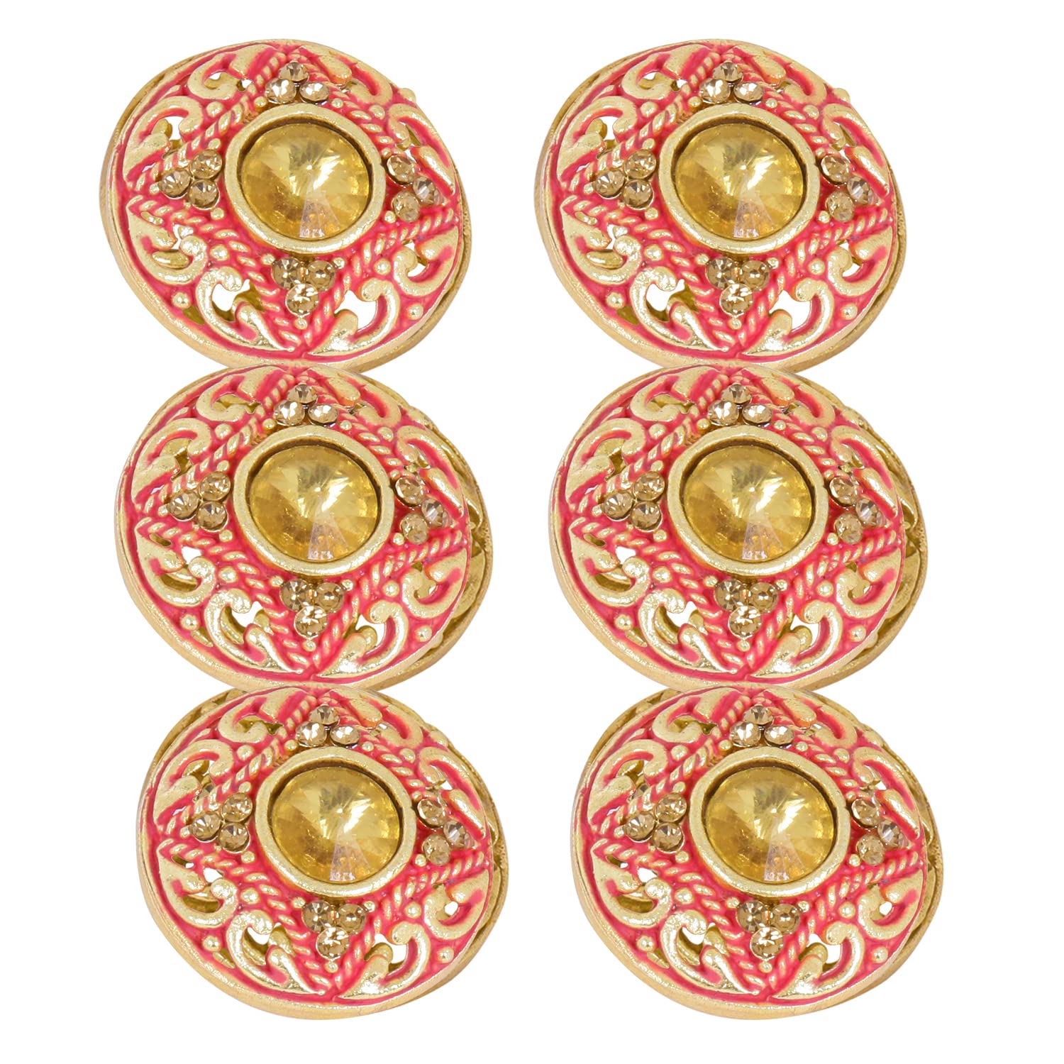tripin Antique Alloy Round Button for Coat Blazer Suit, Sherwani and Indian Dresses Sports Coat Uniform Jacket Beautiful Ethnic Classy Design (Pcs - 6) (RED)-picture-45