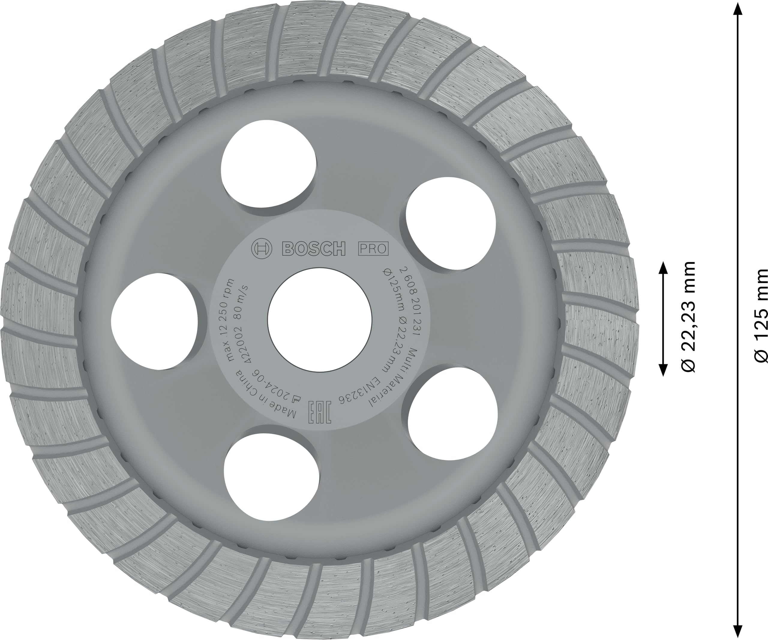 Bosch 2608201231 Meule assiette diamantée best for universal turbo 125 x 22,23 x 5 mm Jaune