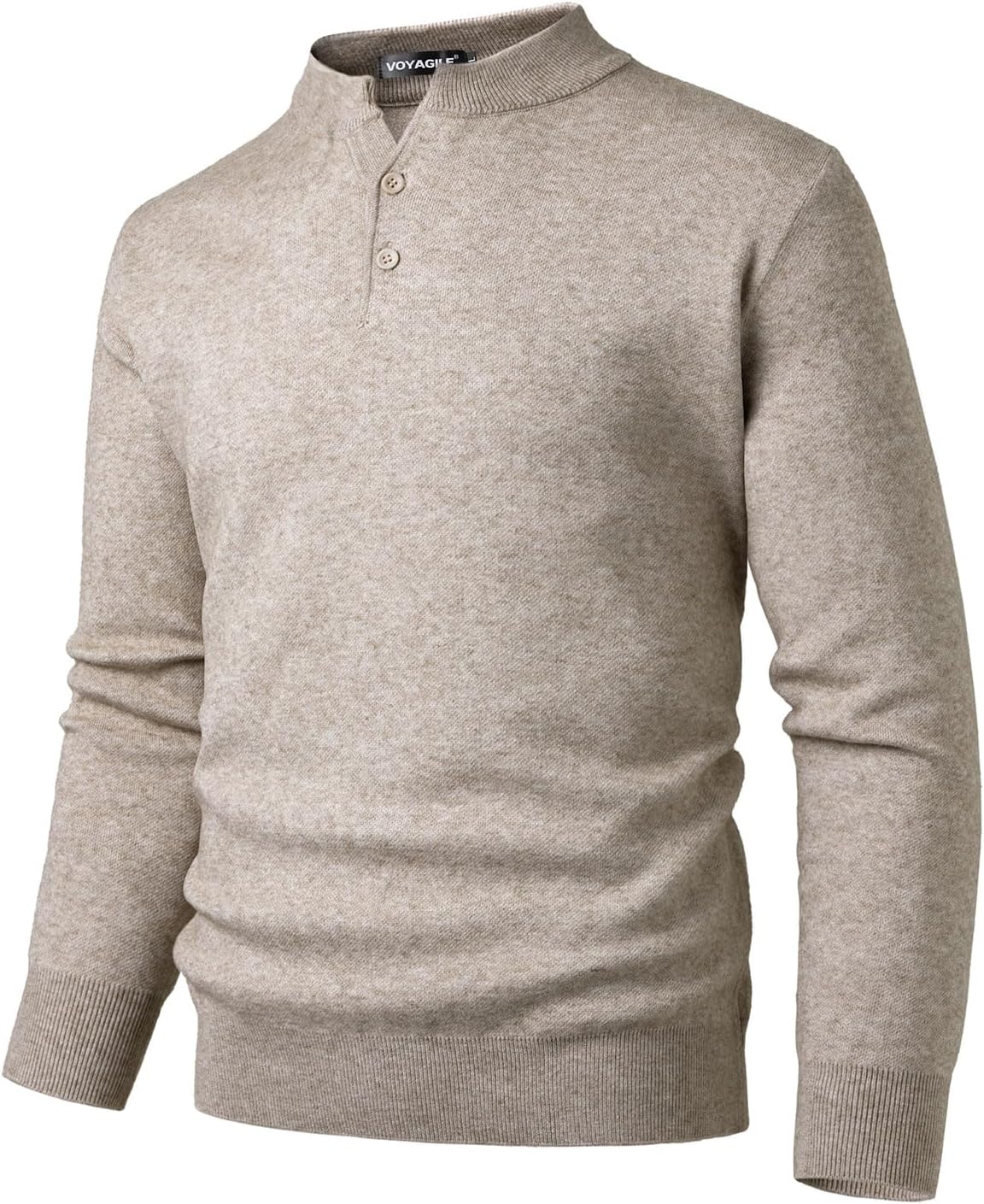 Men's Henley Pullover Sweaters Quarter Button Jumper Casual Knit Long Sleeve Sweater Knitwear