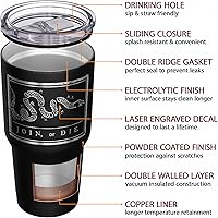 Vista 5 de We The People Holsters - Vaso térmico de 30 onzas, Únete o Muere, Negro