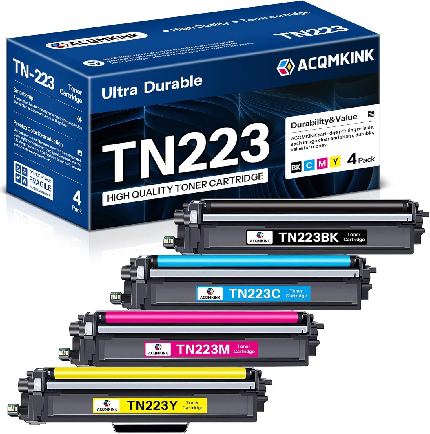 TN223BK/C/M/Y Toner Cartridge Set Compatible TN-223 TN2234PK Black Cyan Magenta Yellow Replacement for Brother TN223 TN-223BK/C/M/Y HL-L3270CDW MFC-L3770CDW HL-L3290CDW Printer