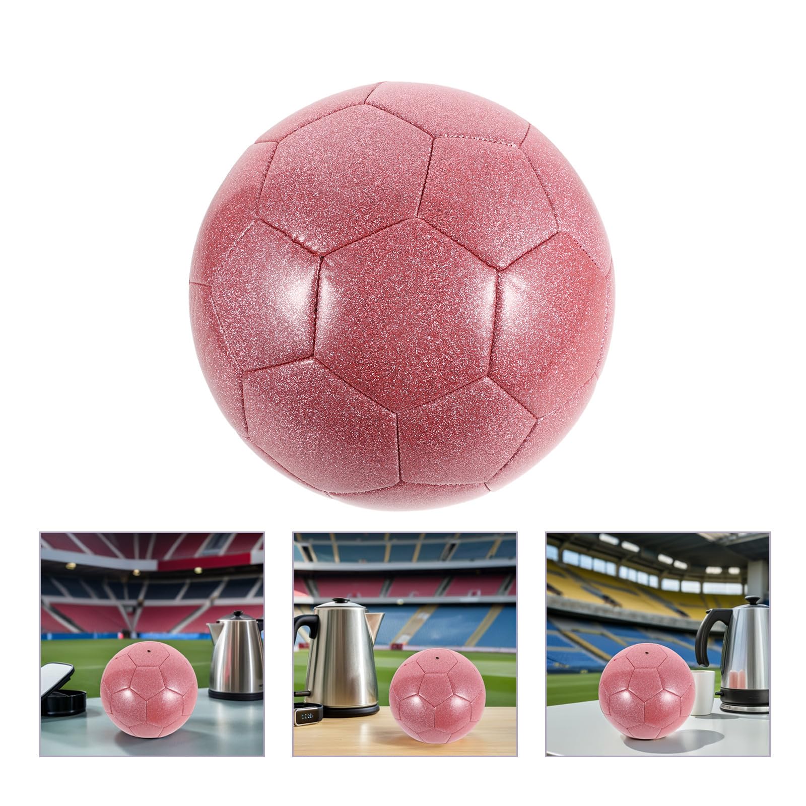 Kichvoe Balón Color Holográfico de Brillante Fútbol Diseño Rosa PVC Material Resistente Fácil de Limpiar en y para Premios Fiestas y Recreación Deportiva